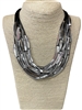 EN4782S SILVER RECTANGLE MULTI LAYER SHORT NECKLACE