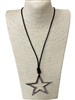 EN8721 SILVER STAR LONG NECKLACE