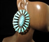 ER-1450 SILVER ANTIQUE TURQUOISE OVAL POST EARRINGS