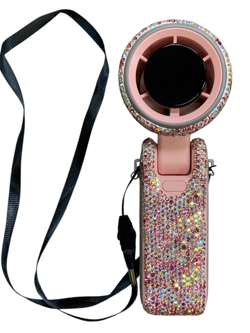 F02 PINK SMALL STONE DIGITAL TALL FOLDING FAN