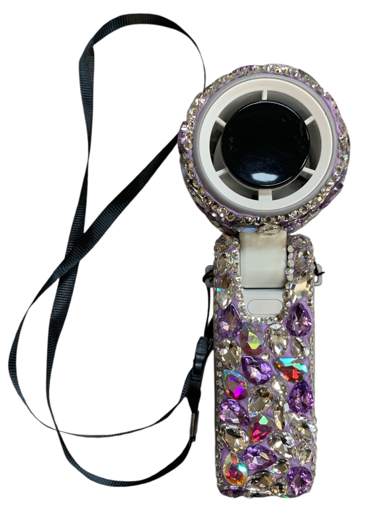 F05 PURPLE BIG STONE DIGITAL TALL FOLDING FAN
