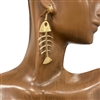 F5001F GOLD FISH BONES EARRINGS