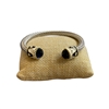 FB1381 BLUE CRYSTAL THICK TWO TONE ANTIQUE CUFF BRACELET