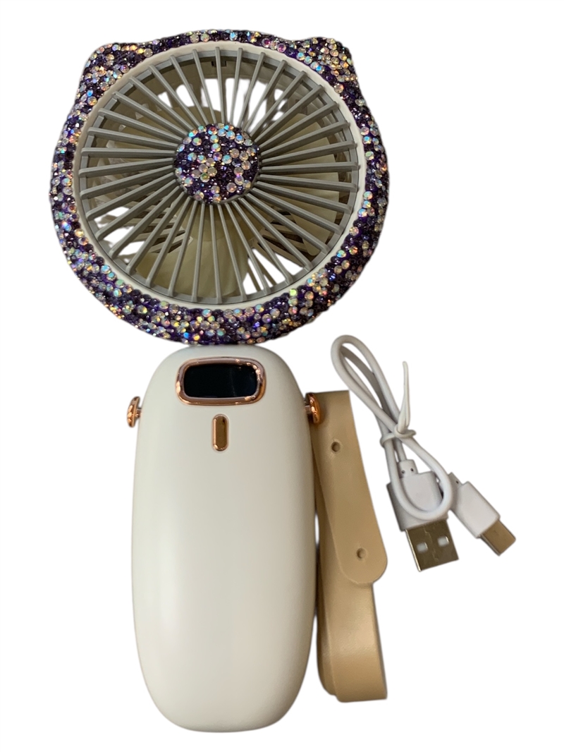 FC6619P  FOLDING PURPLE CAT EAR FAN