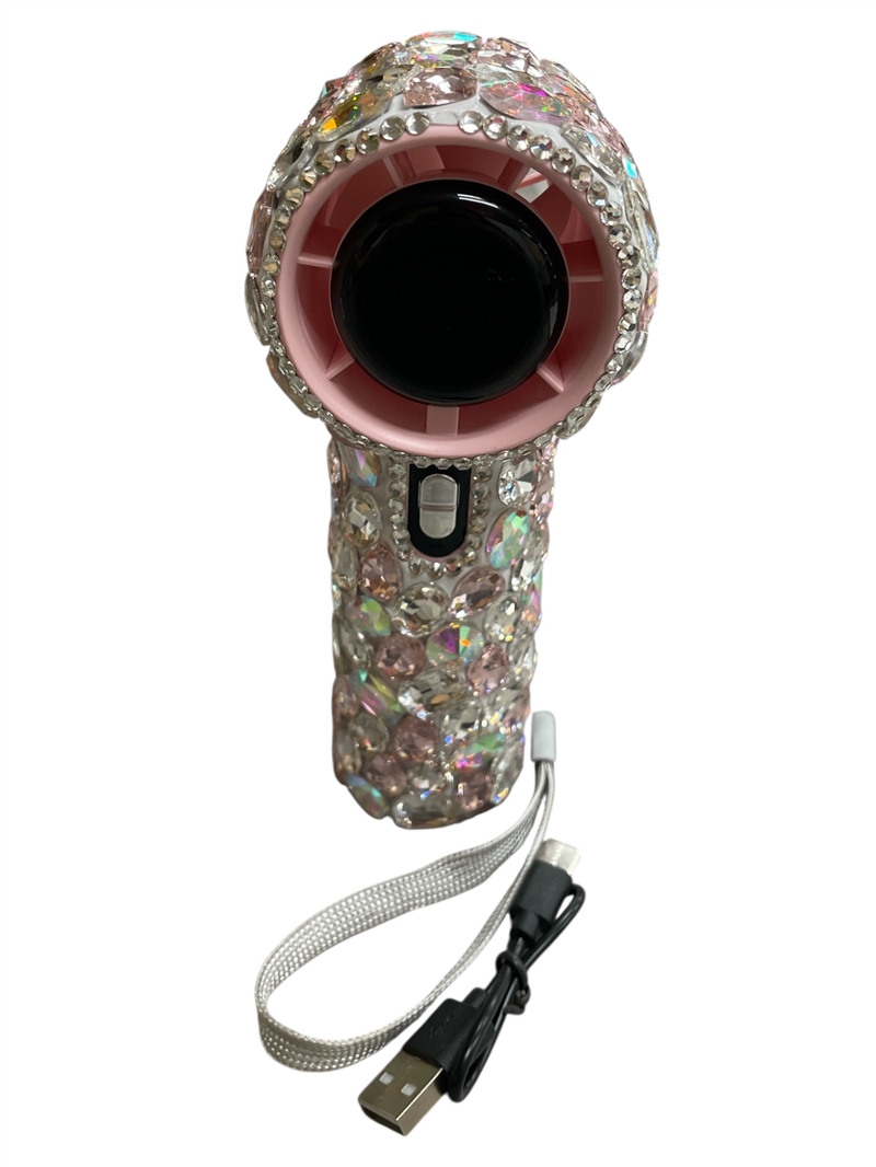 FC6622 PINK/AB CHUNKY STONE DIGITAL FAN