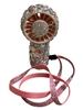 FC6625 PINK/AB CHUNKY STONE SMALL STRAP FAN