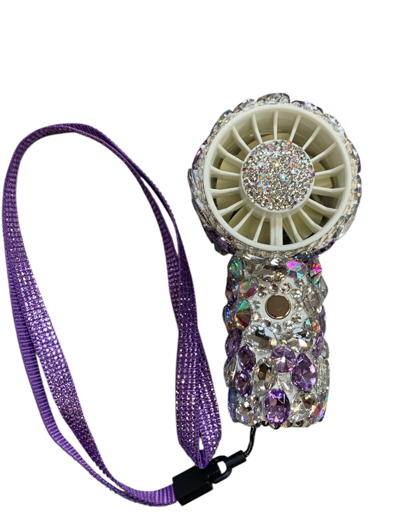 FC6626 PURPLE CHUNKY STONE SMALL STRAP FAN