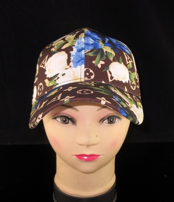 FCP096BR BROWN MULTI FLOWERS HAT