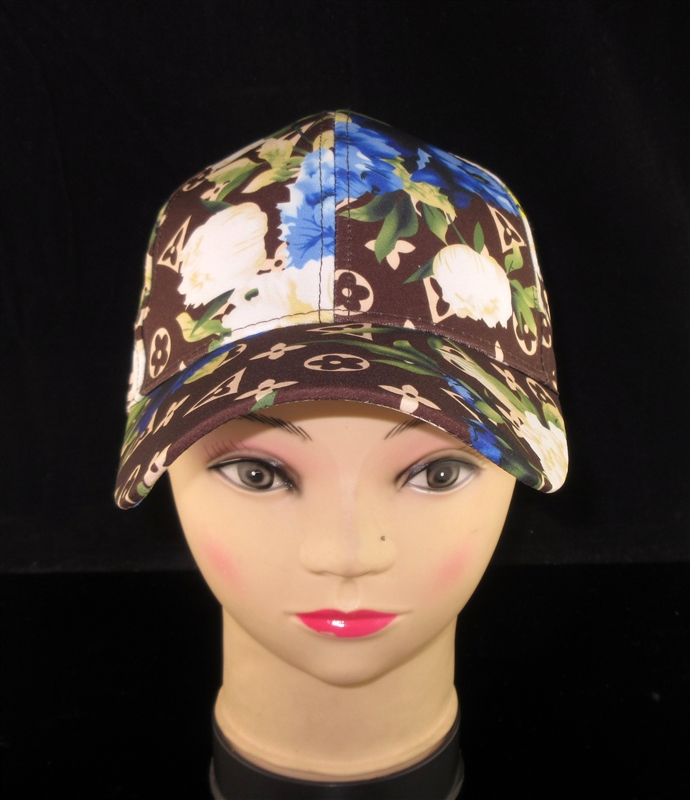 FCP096BR BROWN MULTI FLOWERS HAT