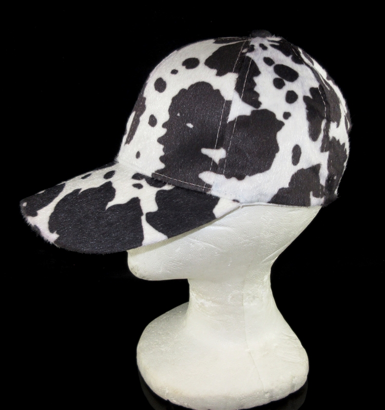 FCP125WH BLACK AND WHITE COW PRINT HAT
