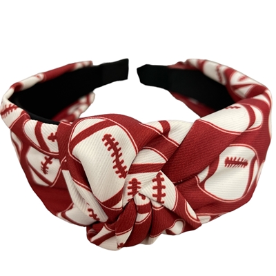 FD052BG  BURGUNDY WHITE FOOTBALL  HEADBAND