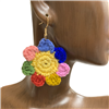 FER5694  MULTI COLOR FLOWER FABRIC EARRINGS