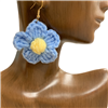 FER5696  BLUE  FLOWER FABRIC   EARRINGS