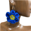 FER5698 BLUE  FLOWER FABRIC   EARRINGS