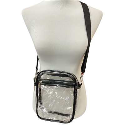 FG003BK  CLEAR BLACK CROSSBODY BAG