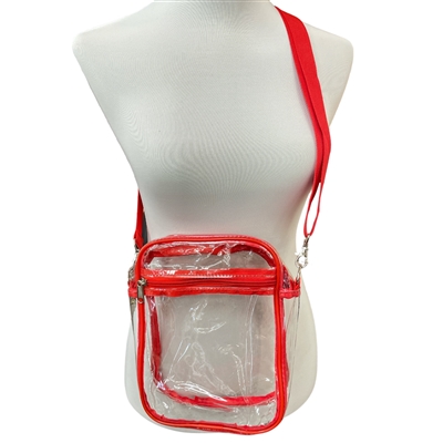 FG003R  CLEAR RED CROSSBODY BAG