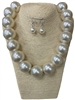 FNE062  CHUNKY PEARL MULTI LAYER SET NECKLACE