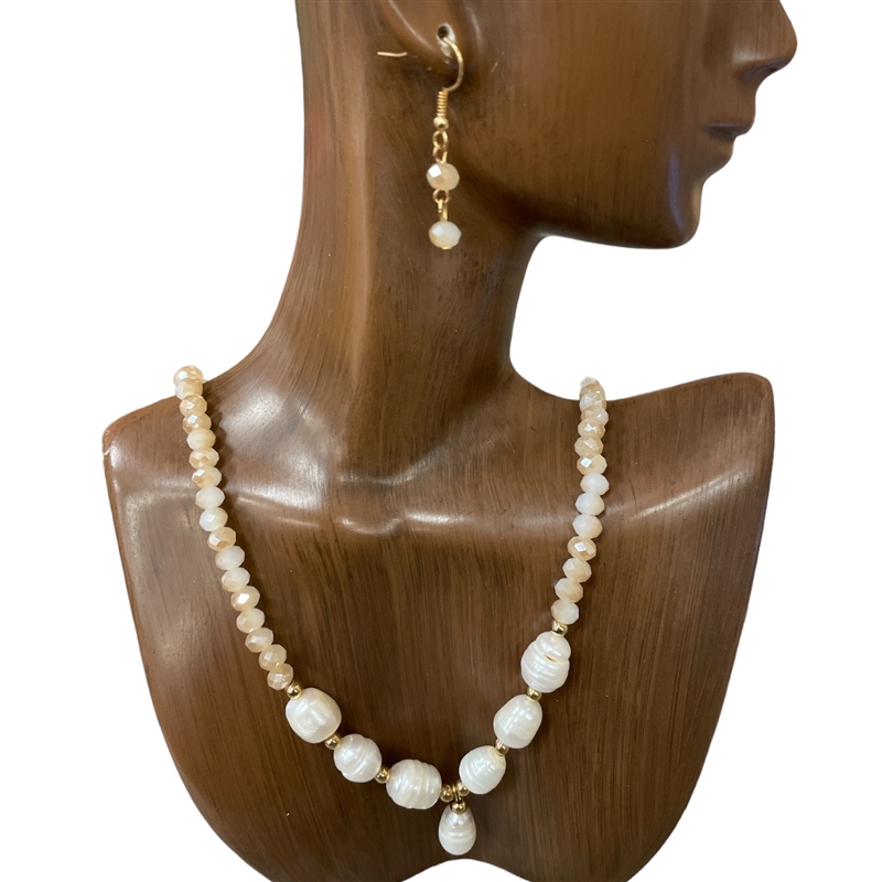 FNE5970 FRESH WATER PEARL BEADED NECKLACE SET