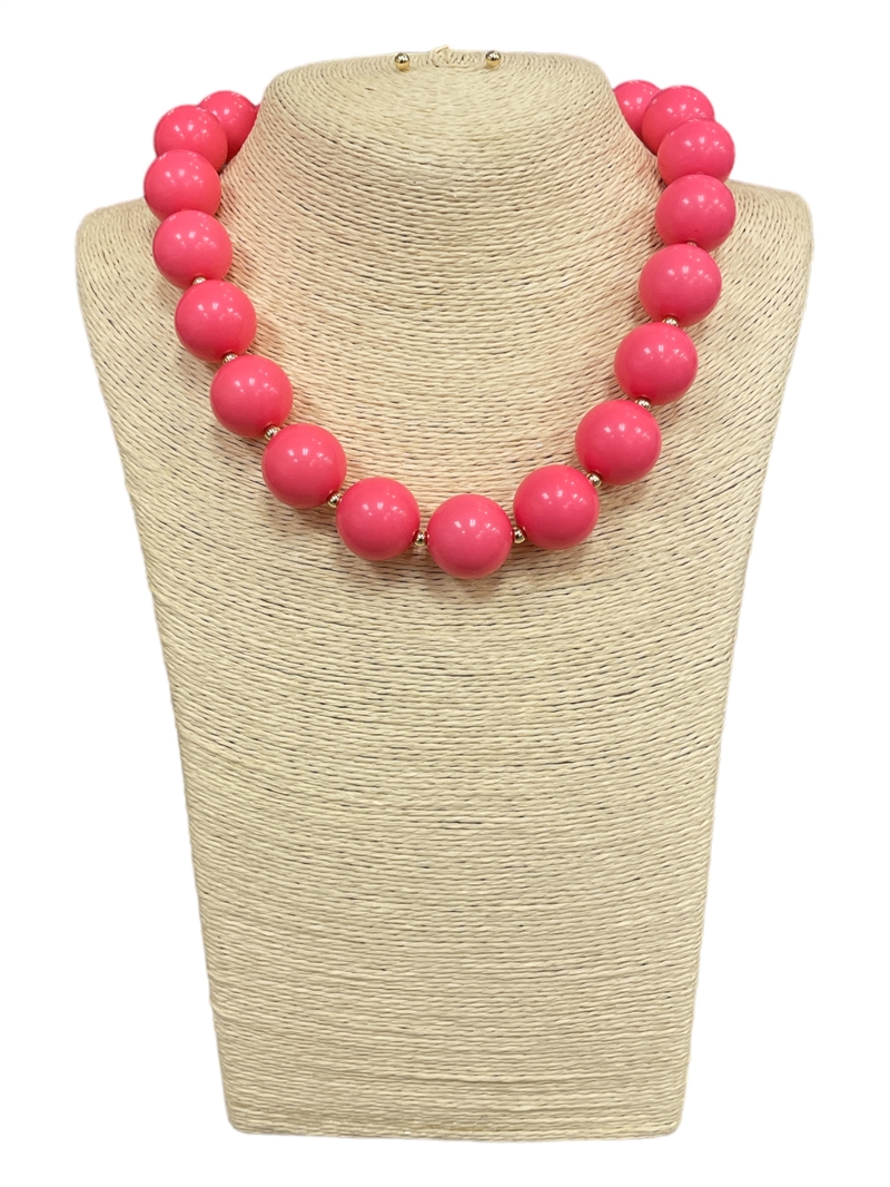 FS3577  HOT PINK CHUNKY SHORT NECKLACE SET