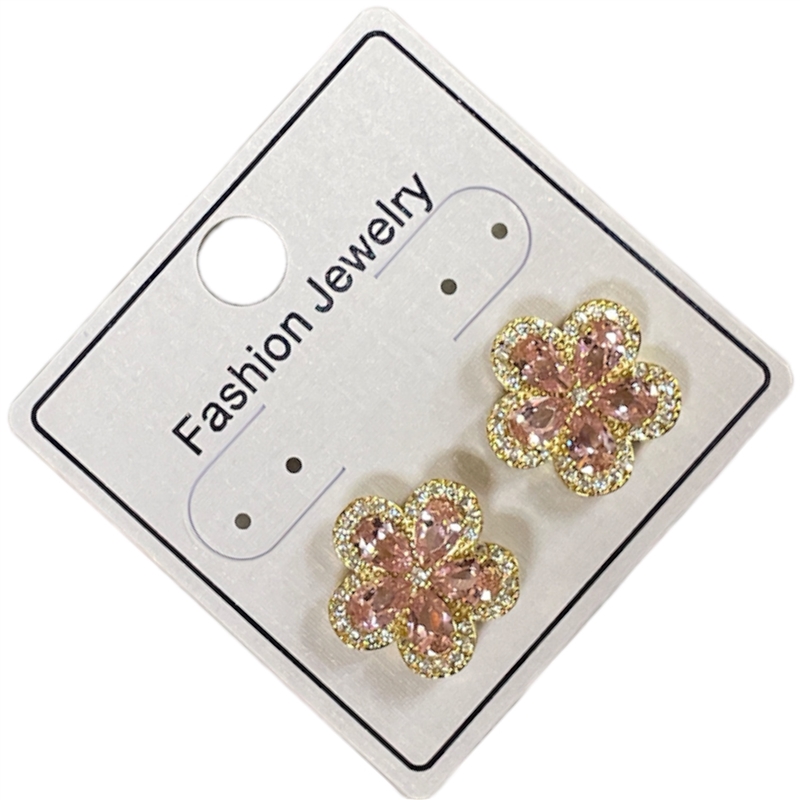 FW295  PINK FLOWER EARRINGS