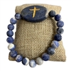 GB2635-2 BLUE CROSS SEMI-PRECIOUS STONE BRACELET