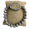 GB2644-7 GRAY HEART SEMI-PRECIOUS STONE  BRACELET