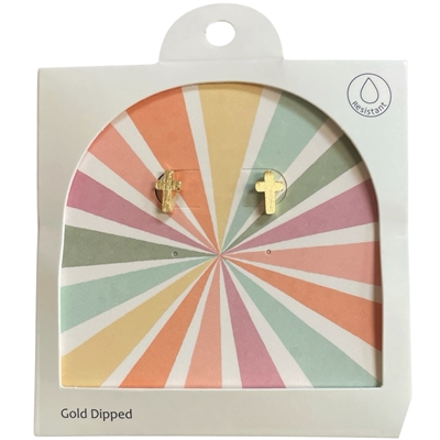 GDA5000E CROSS 18K GOLD DIPPED EARRINGS