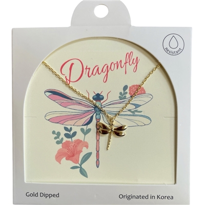 GDA5014N DRAGONFLY 18K GOLD DIPPED NECKLACE