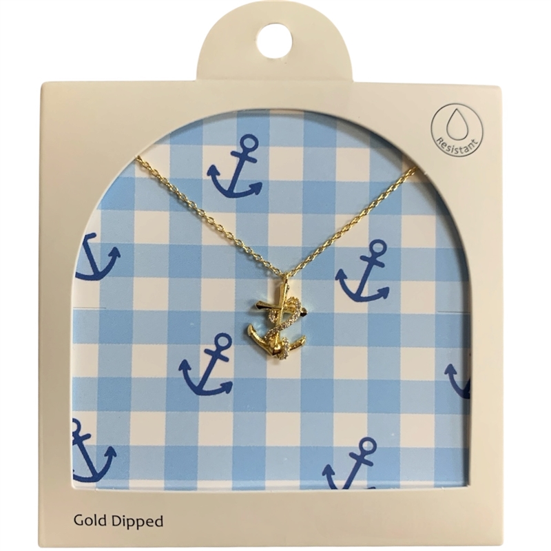 GDA5037N ANCHOR CROSS 18K GOLD DIPPED NECKLACE
