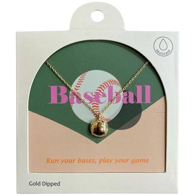 GDA5043N BASEBALL BALL 18K GOLD DIPPED NECKLACE