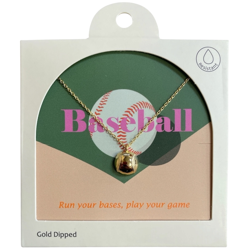 GDA5043N BASEBALL BALL 18K GOLD DIPPED NECKLACE