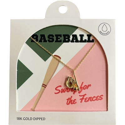 GDA5044N BASEBALL GLOVE 18K GOLD DIPPED NECKLACE