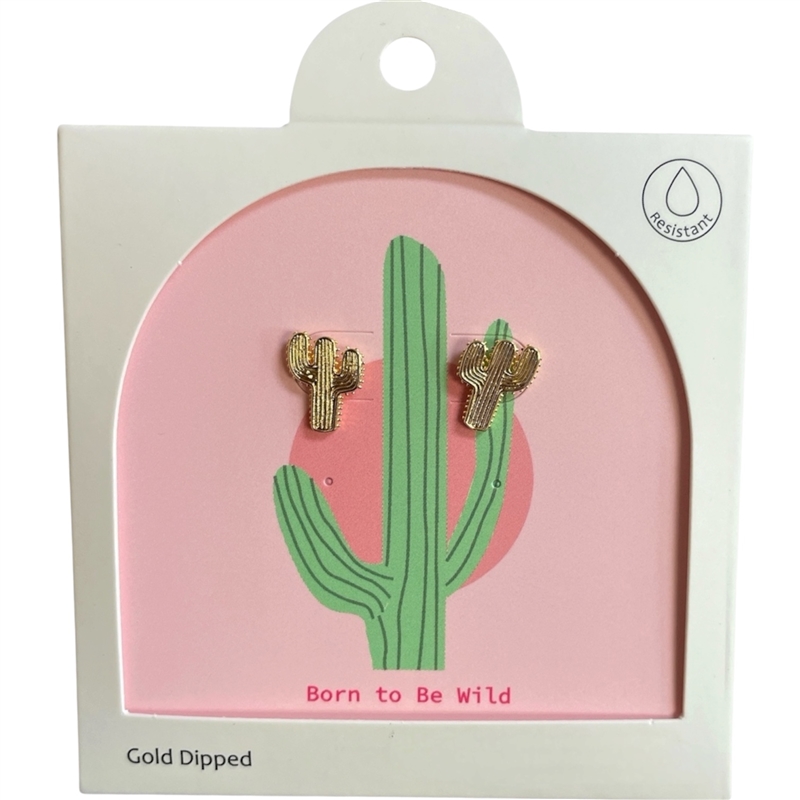 GDA5057E CACTUS 18K GOLD DIPPED EARRINGS