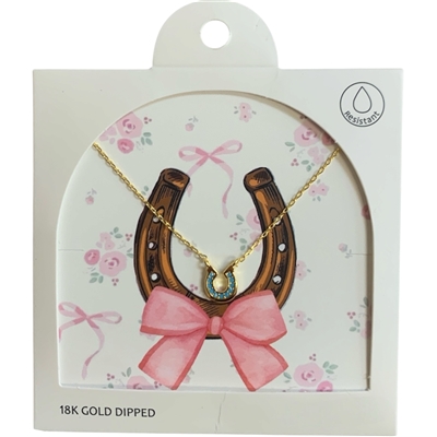 GDA5112N TURQUOISE HORSESHOE 18K GOLD DIPPED NECKLACE