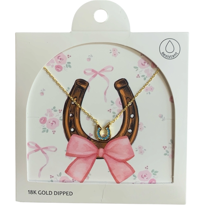 GDA5112N TURQUOISE HORSESHOE 18K GOLD DIPPED NECKLACE