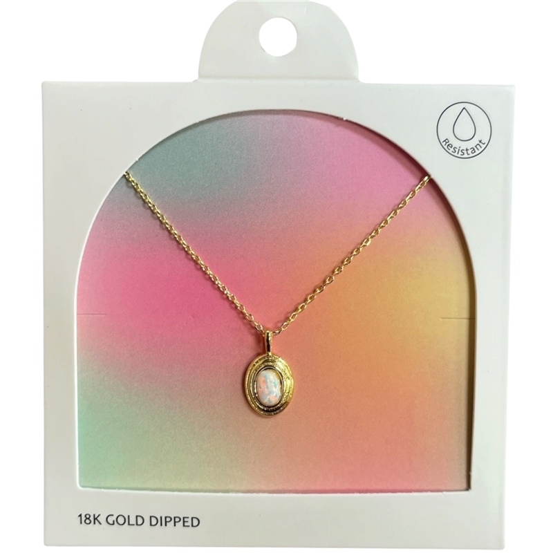 GDA5114N WHITE STONE 18K GOLD DIPPED NECKLACE