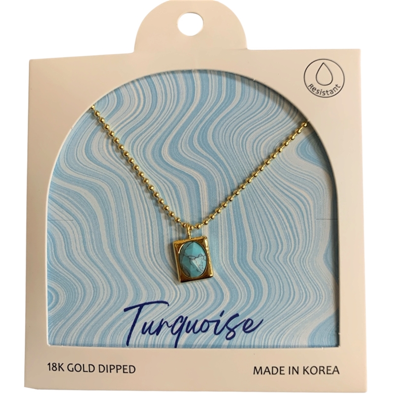 GDA5115N-1 TURQUOISE STONE 18K GOLD DIPPED NECKLACE