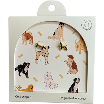 GDA5139E DOG & BONE 18K GOLD DIPPED EARRINGS