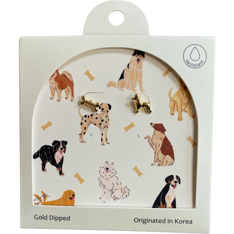 GDA5139E DOG & BONE 18K GOLD DIPPED EARRINGS