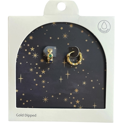 GDA5152E STONE HOOPS 18K GOLD DIPPED EARRINGS