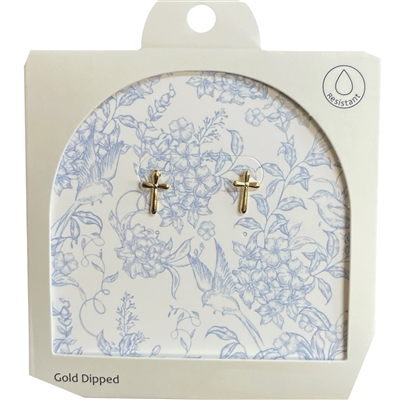 GDA5166E CROSS 18K GOLD DIPPED EARRINGS