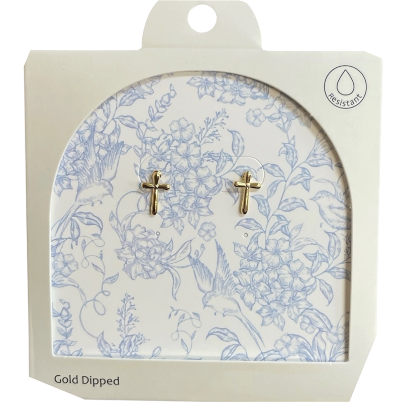 GDA5166E CROSS 18K GOLD DIPPED EARRINGS