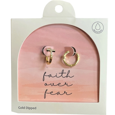 GDA5168E CROSS FAITH 18K GOLD DIPPED EARRINGS