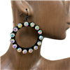 GE099 RHINESONE  CIRCLE DANGLE EARRINGS