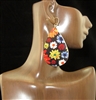 GE2178 BLACK MULTI COLOR FLOWER TEARDROP EARRINGS