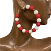 GE2371R RED WHITE BEADED EARRINGS