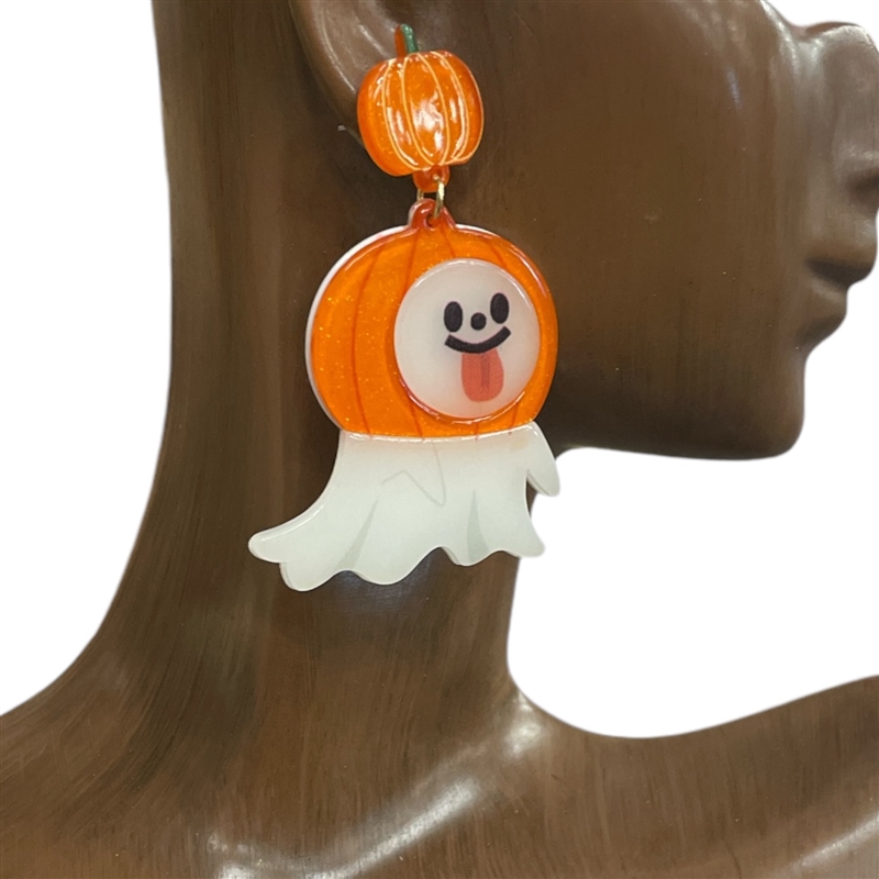 GE4239 PUMPKIN DOG  GHOST EARRINGS