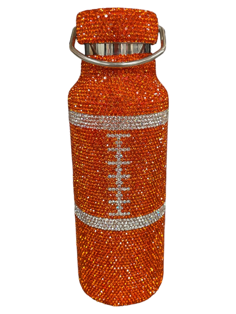 GM401OW  ORANGE & WHITE RHINESTONES GYM BOTTLE