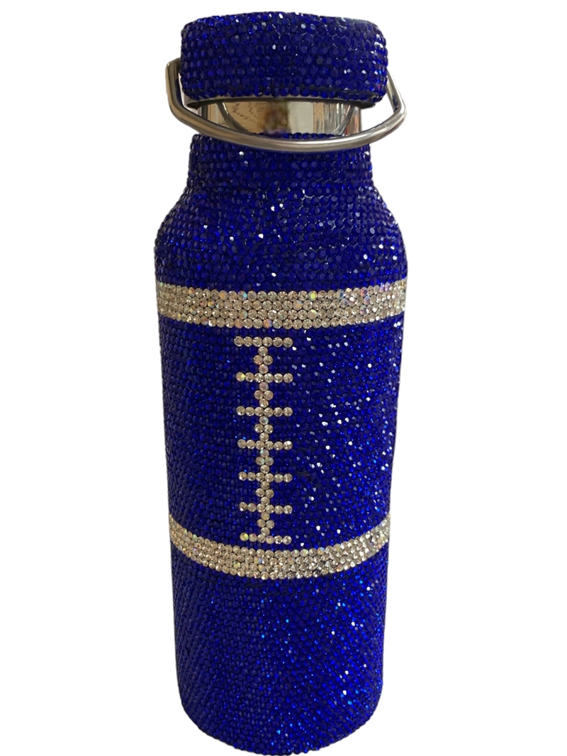 GM401RU  ROYAL BLUE & WHITE RHINESTONES GYM BOTTLE