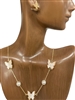 GNE1190 BUTTERFLY NECKLACE AND EARRING SET WITH PEARLS